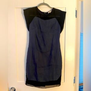 Céline Mini Dress with short sleeves, blue and black